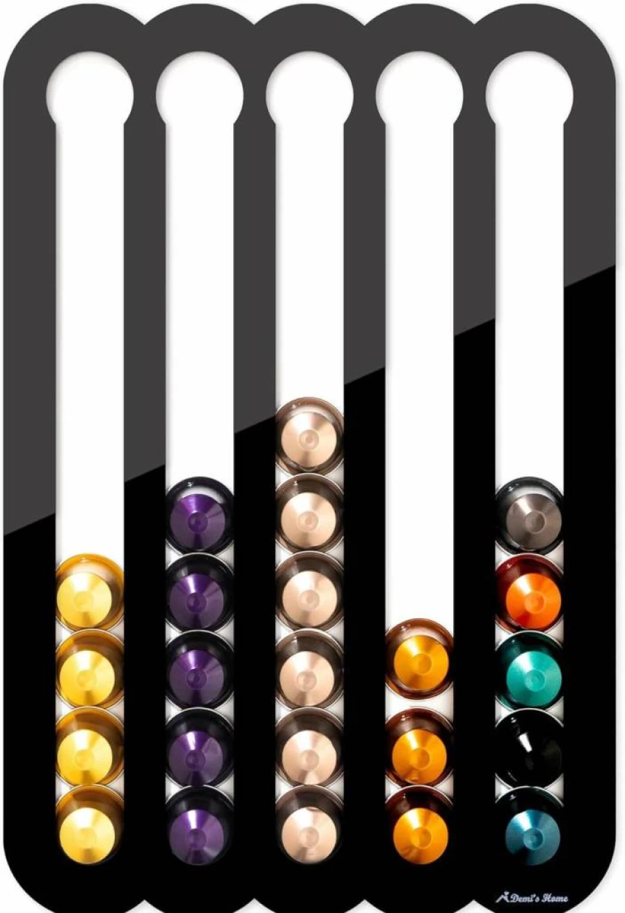 Demi's Home Magnetic Nespresso Original Coffee Pod Holder - Fridge Mountable Capsule Organizer (Black)