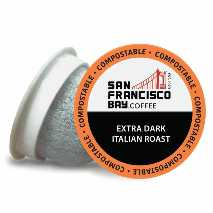 SAN FRANCISCO BAY Dark Roast French Roast Coffee Pods (80 Count) - K Cup Compatible, Single Serve, Commercially Compostable, Organic & Fair Trade Certified
