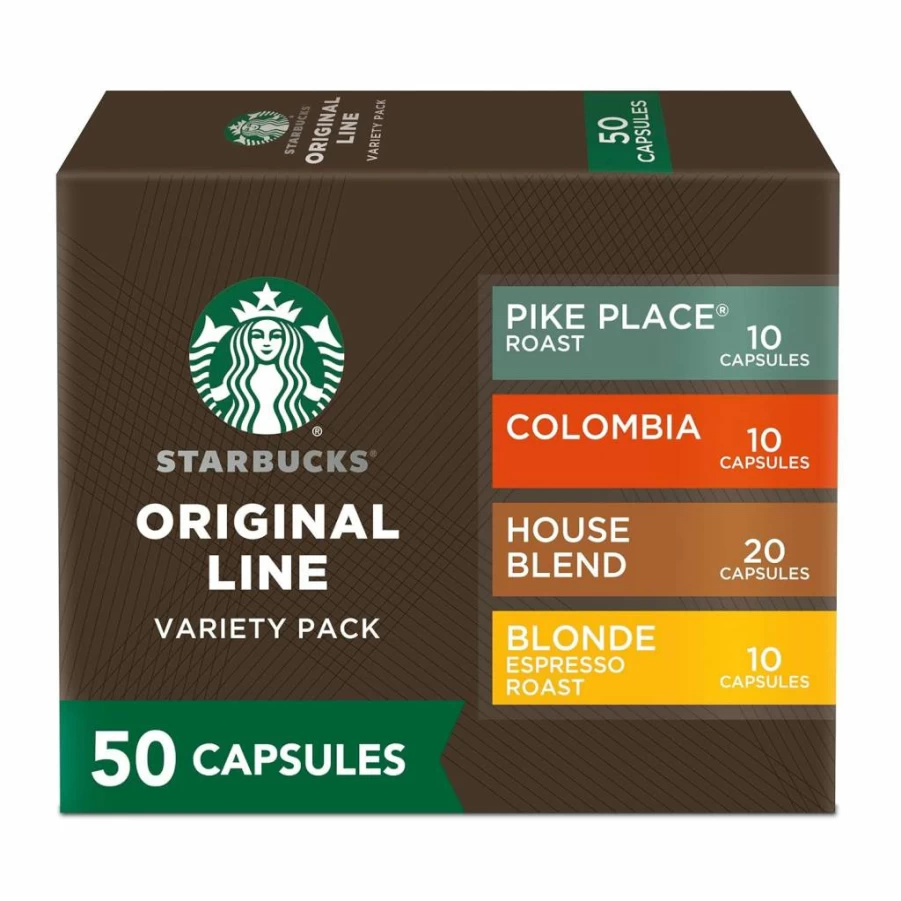 Starbucks Espresso Pods Variety Pack for Nespresso Original Line - 50-Count Coffee Capsules