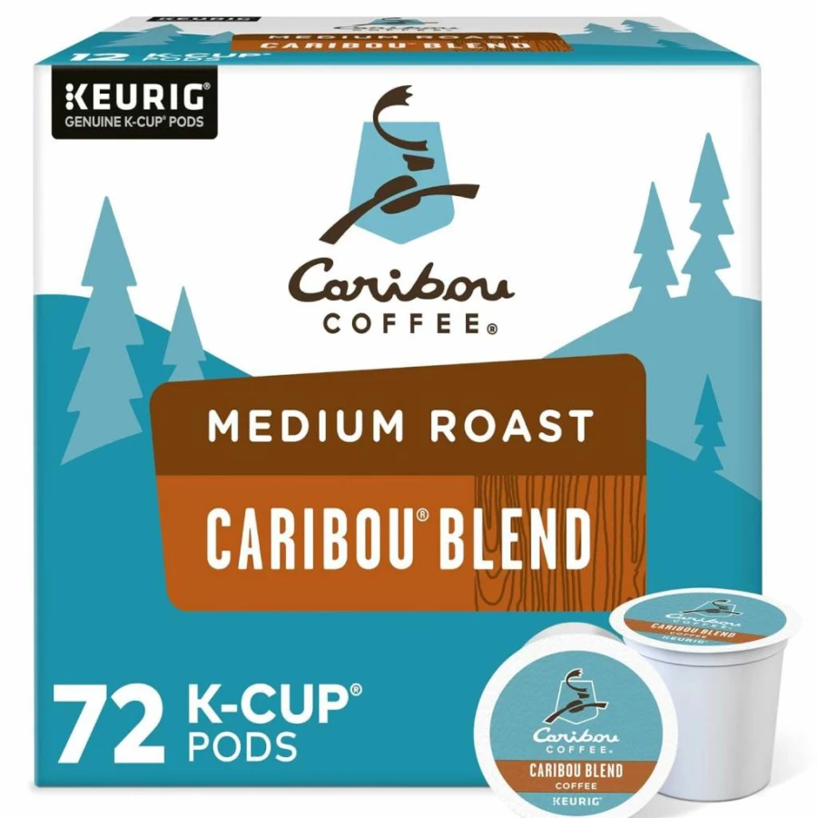 Caribou Coffee Caribou Blend Medium Roast K-Cup Pods 72 Count for Keurig Single-Serve Brewers