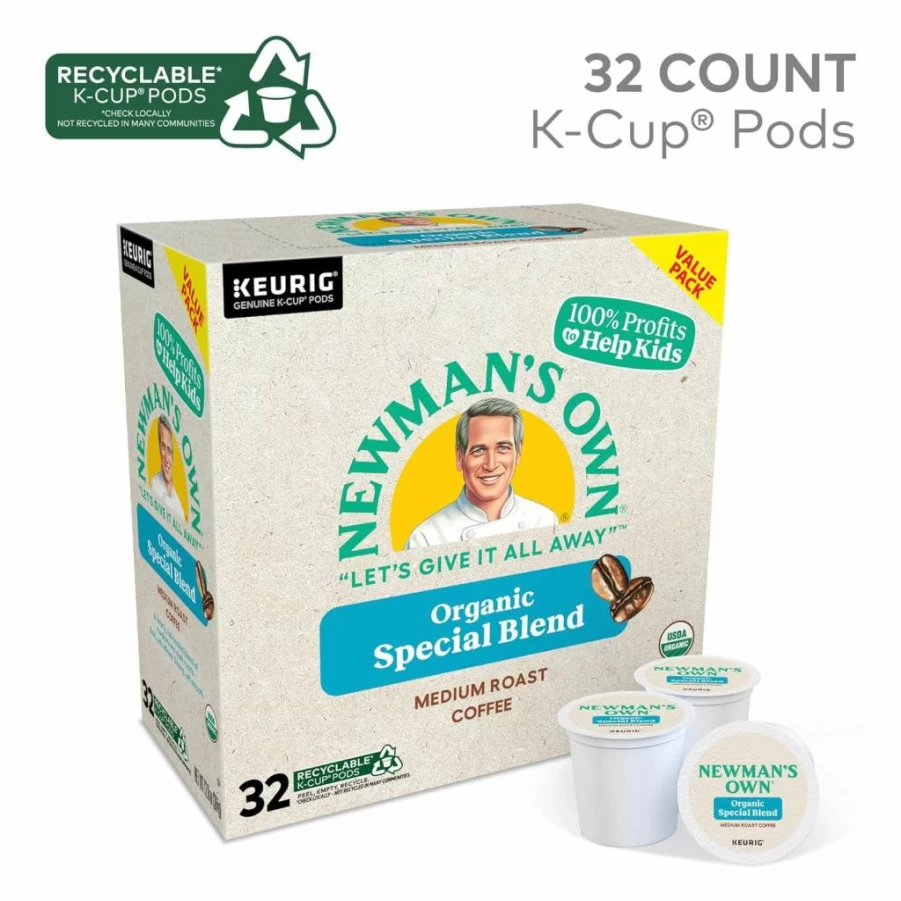 Newman's Own Organics Special Blend Decaf K-Cup Pods, Medium Roast Coffee, 96 Count, Keurig Compatible Single-Serve Pods