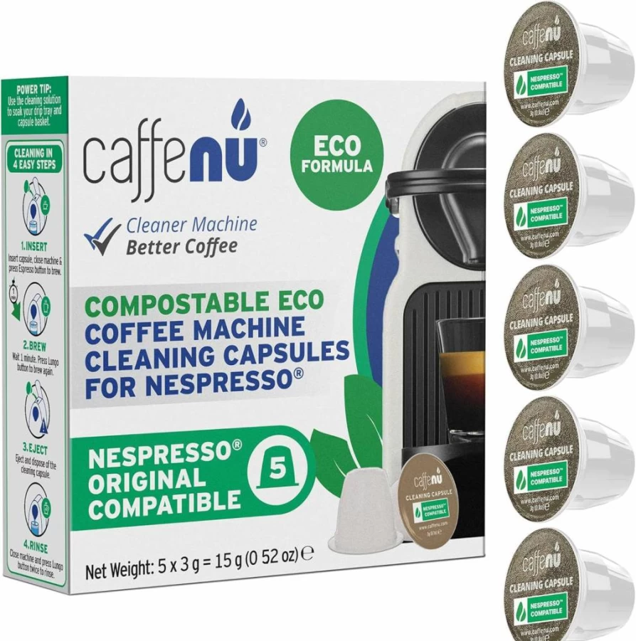 Caffenu Eco-Friendly Nespresso OriginalLine Cleaning Pods - 5 Capsules for Improved Coffee Taste & Machine Maintenance