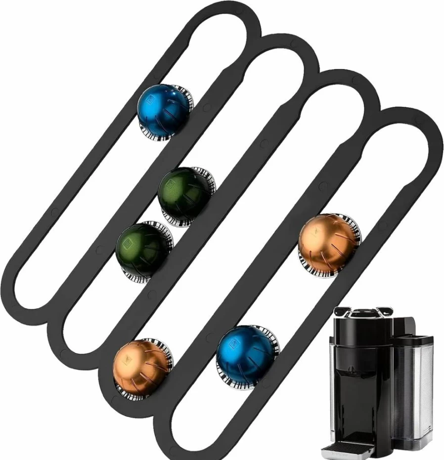 IMPRESA Wall Mount Coffee Capsule Holder for Nespresso VertuoLine - Adhesive Storage Organizer for 20 Pods, 14 x 11.75 Inches, Under Cabinet or Counter
