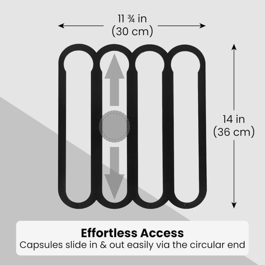 IMPRESA Wall Mount Coffee Capsule Holder for Nespresso VertuoLine - Adhesive Storage Organizer for 20 Pods, 14 x 11.75 Inches, Under Cabinet or Counter