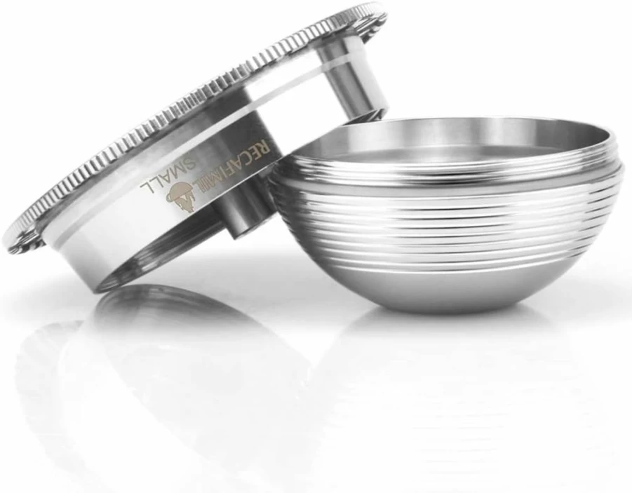 RECAFIMIL Stainless Steel Reusable Coffee Pods for Nespresso VertuoPlus (XN903/XN900) & VertuoLine (GCA1) - 2.4 Oz Refillable Capsules Compatible with De'Longhi ENV135/ENV150