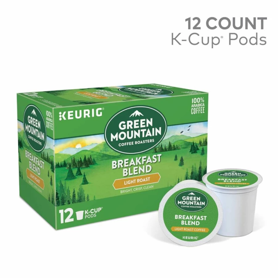 Green Mountain Coffee Roasters Breakfast Blend Light Roast K-Cup Pods, Single-Serve Coffee for Keurig Brewers, 12 Count