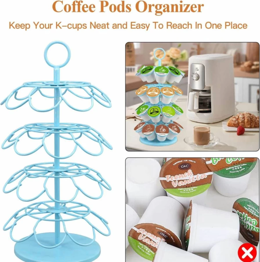 KIMIUP 360-Degree Spinning Coffee Pod Carousel Holder - Detachable K-Cup Organizer for Countertop, Holds 36 Pods, Compatible With Keurig