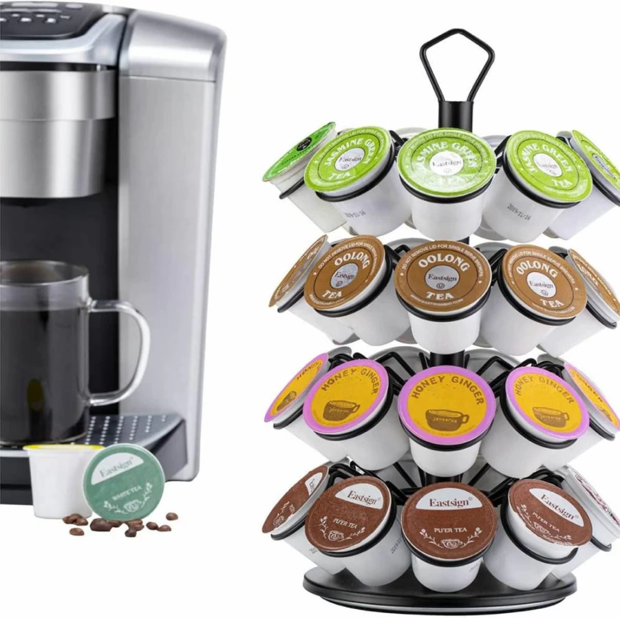 Rice Rat 6-Tier K-Cup Carousel Holder - Organizes 54 Coffee Pods, Compact Spinning Storage for Keurig Capsules, Space-Saving Display Rack