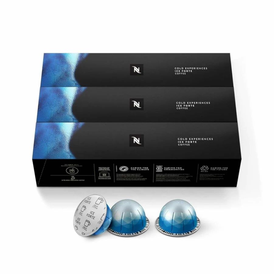 Nespresso Vertuo Ice Forte Coffee Pods 30-Count, Bold Dark Roast for 7.8 Oz Brews, Compatible with Vertuo Machines