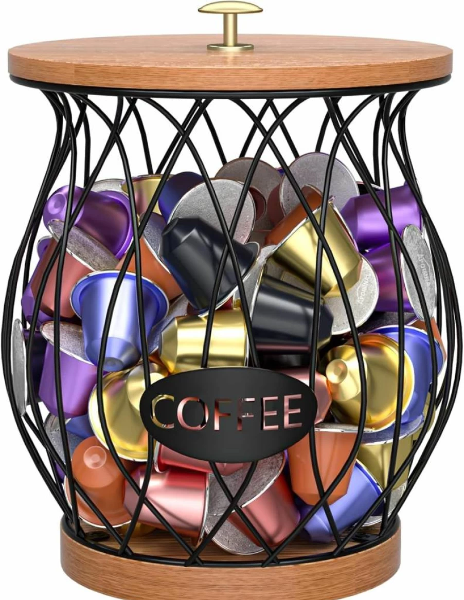 APOIMNA Black Coffee Pod Holder - Compact K-Cup Organizer for Countertop, Stylish Coffee Bar Accessory with Space-Saving Design