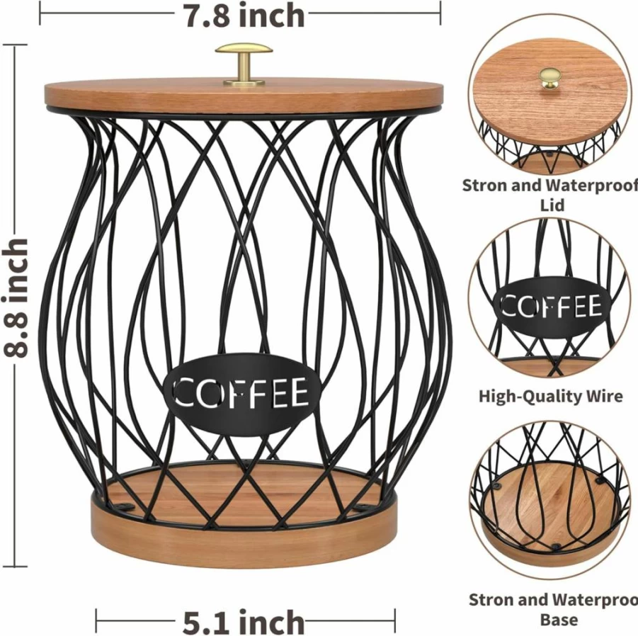 APOIMNA Black Coffee Pod Holder - Compact K-Cup Organizer for Countertop, Stylish Coffee Bar Accessory with Space-Saving Design