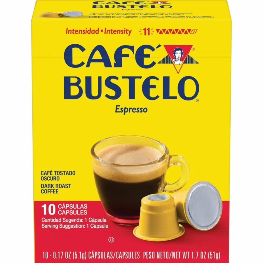 Cafe Bustelo Dark Roast Espresso Coffee Capsules, 40 Count, Intensity 11, Compatible with Espresso Machines