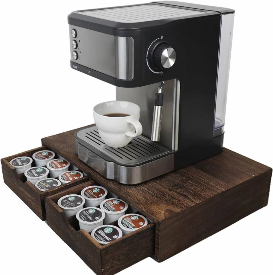 HTB K Cup Storage Drawer - 30 Cup Organizer for Keurig Pods, Compact Coffee Pod Holder, Durable K-Cup Dispenser for Countertop