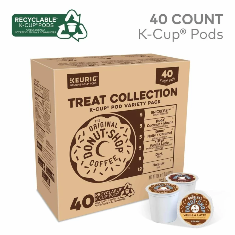 The Original Donut Shop Coffee Variety Pack, Single Serve K-Cup Pods, 40 Count, Medium Roast, Keurig Compatible