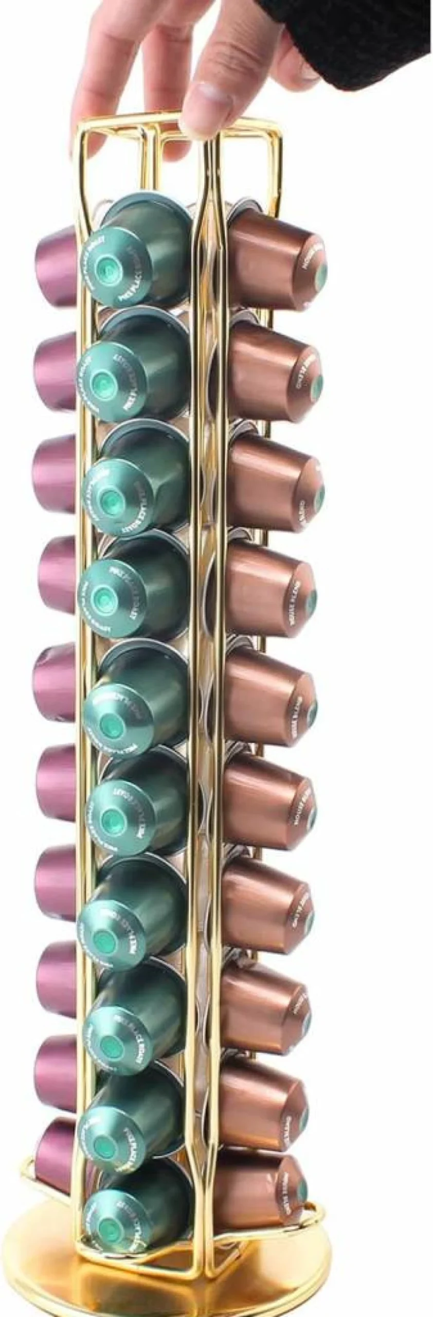 SEVENLINE Coffee Pod Organizer Stand for Nespresso Original – 40-Capsule Carousel Storage Rack, Black