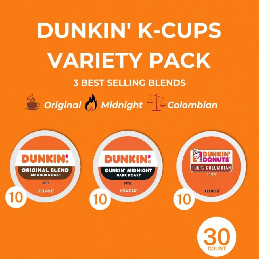 FIVEANDTWOEBUNDLES K-Cups Coffee Variety Pack - Original Blend, 100% Colombian & Dark Roast, 30 Count Pods with Free Recipe Ebook