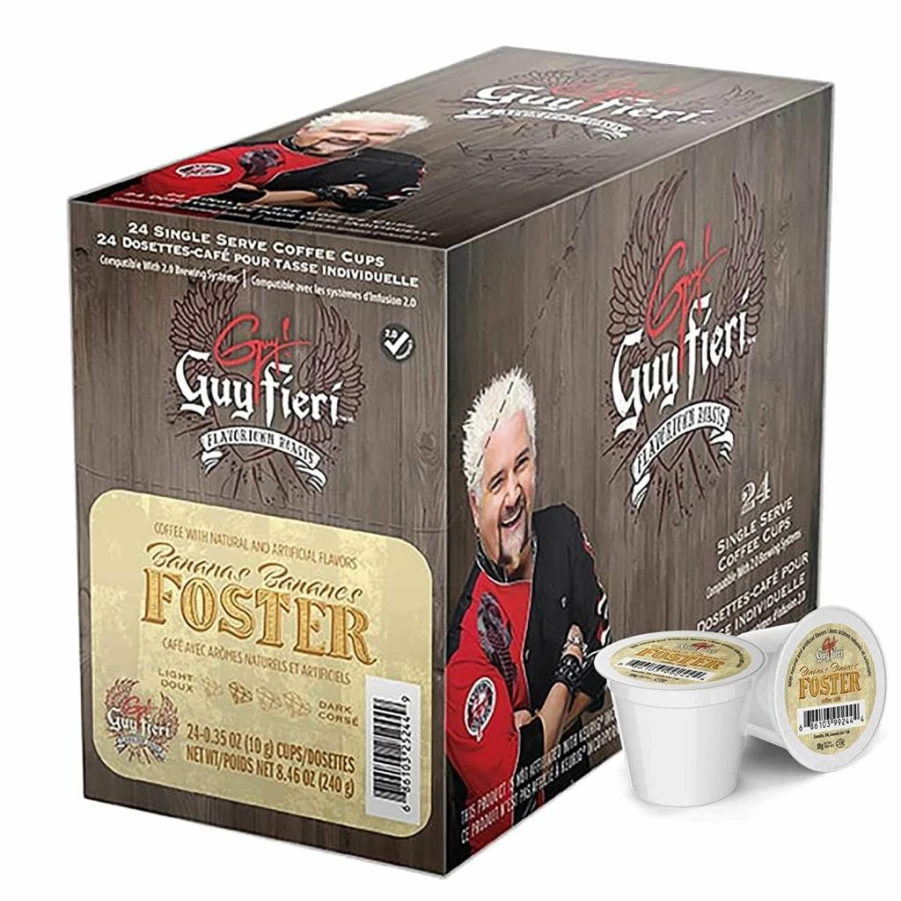 Guy Fieri Flavortown Medium Roast Decaffeinated Coffee Pods, 24 K-Cups Compatible with Keurig Brewers, Unleaded Decaf Single Serve Coffee