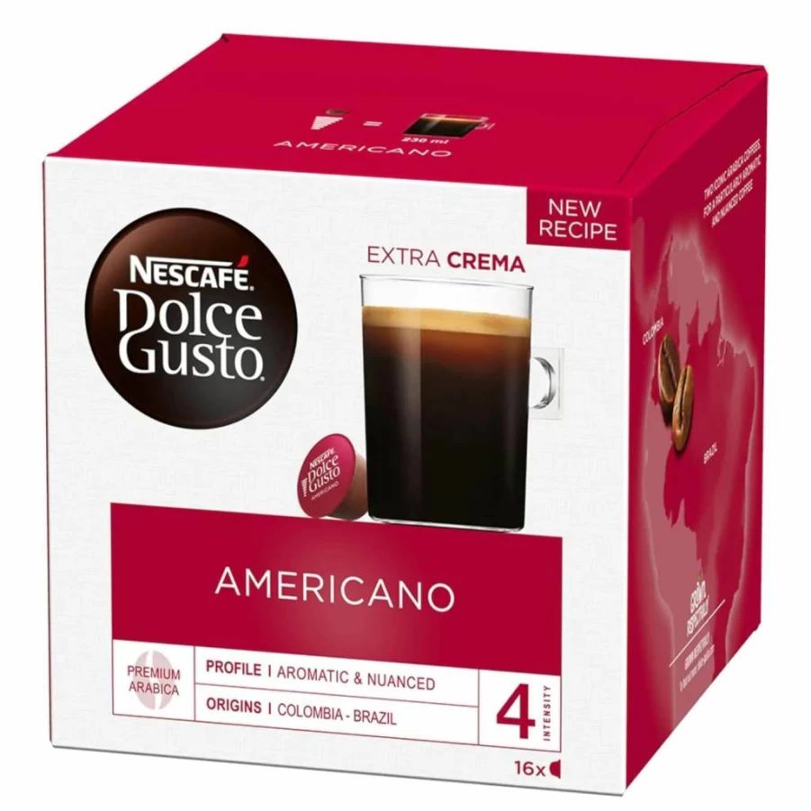 NESCAFE DOLCE GUSTO Americano Coffee Pods, 16 Capsules per Pack, Bulk Set of 3 (48 Capsules Total)