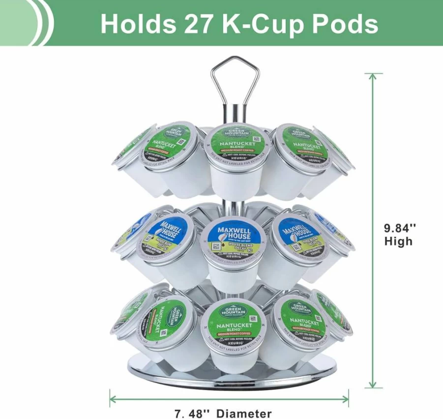 Rice Rat 3-Tier K-Cup Carousel Holder - Storage for 27 Coffee Pods, Compatible with Keurig K-Cups