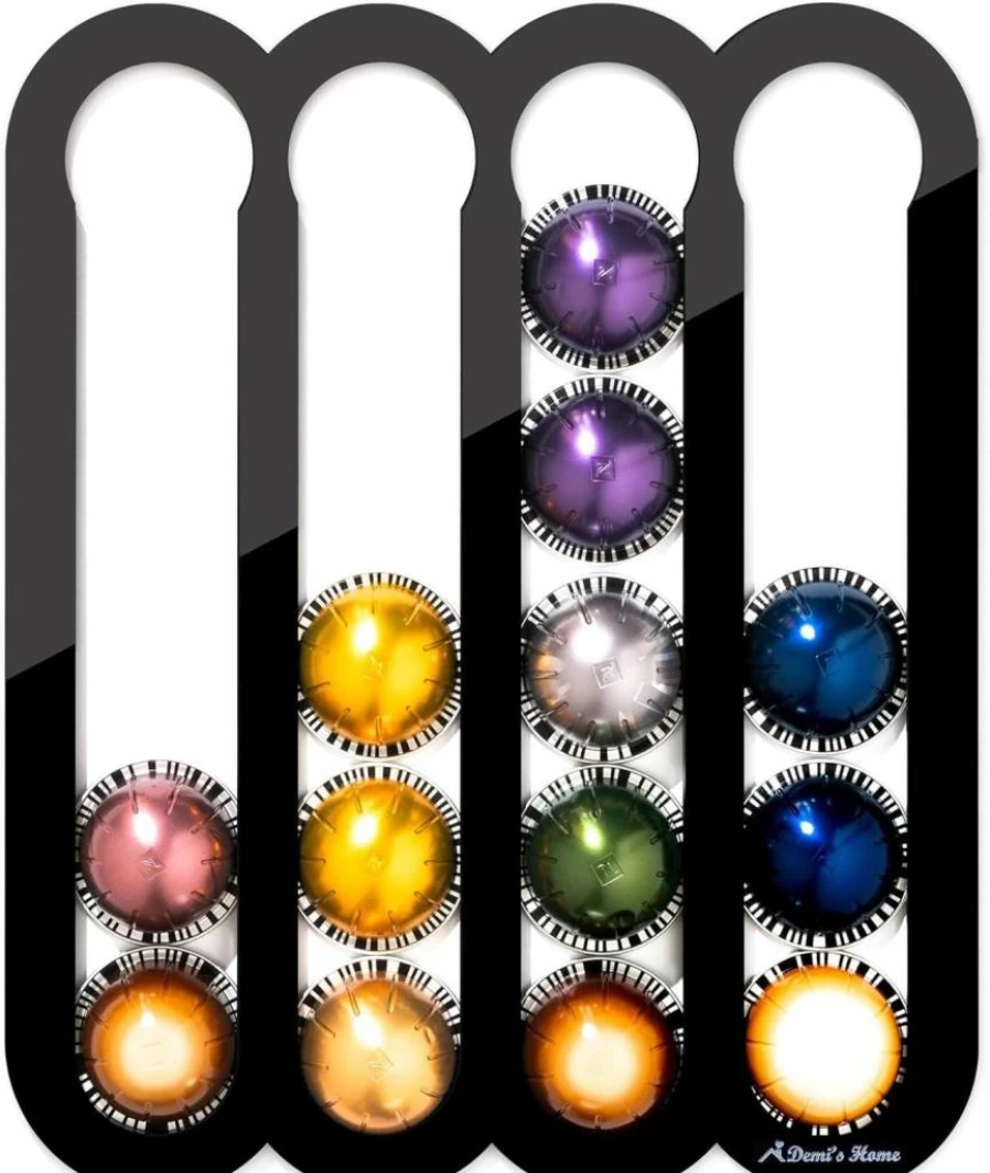 Demi's Home Fridge-Mounted Magnetic Coffee Pod Holder for Nespresso Vertuo Capsules - Space-Saving Black Storage Organizer