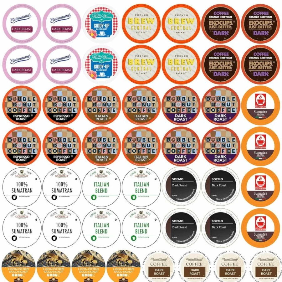 Perfect Samplers Bold Dark Roast Coffee Pods for Keurig K-Cup Brewers - Single Serve Flavored Coffee, 50 Count