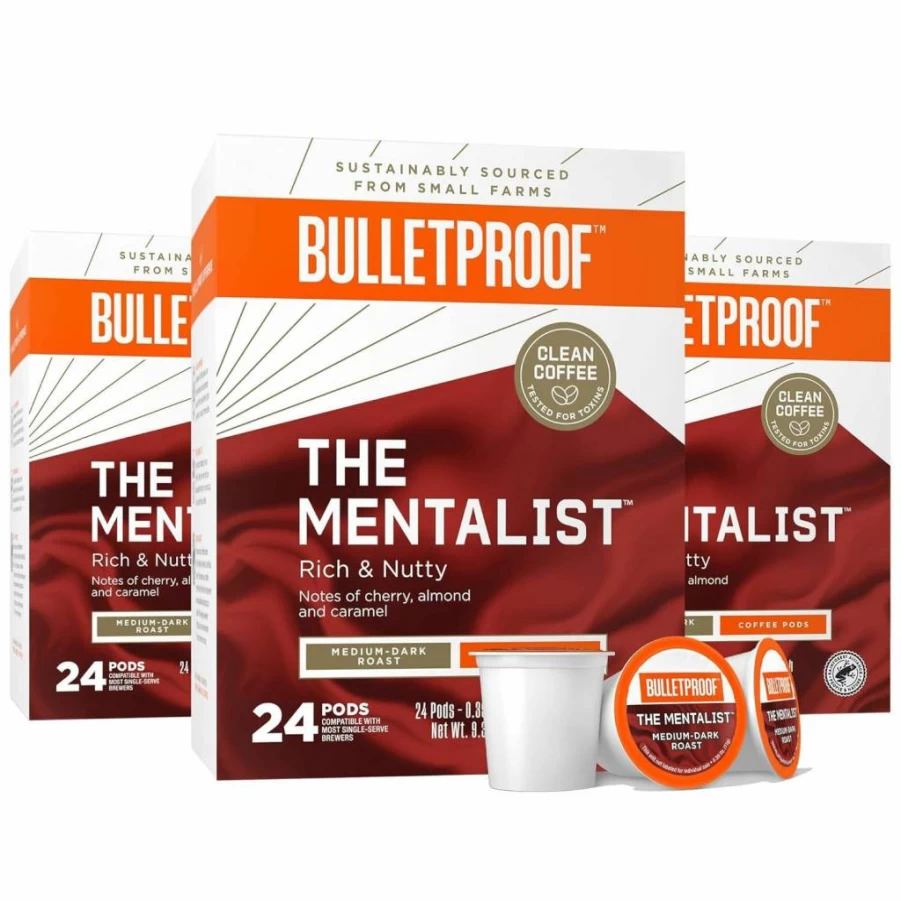 Bulletproof The Mentalist Medium-Dark Roast Single-Serve Coffee Pods, 24 Count, Toxin-Free Clean Coffee, Compatible with Keurig Brewers