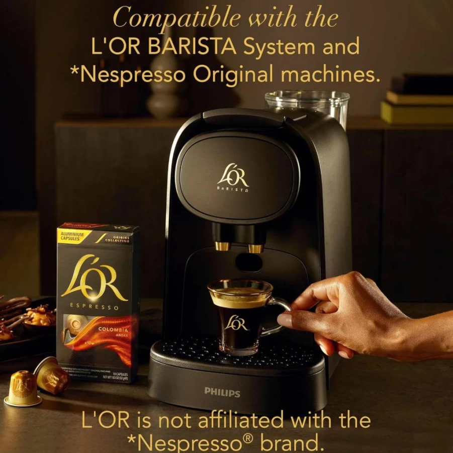 L'OR Colombia Espresso Coffee Capsules 50 Count, Single-Serve Aluminum Pods Compatible with Nespresso Original Machines & L'OR Barista System