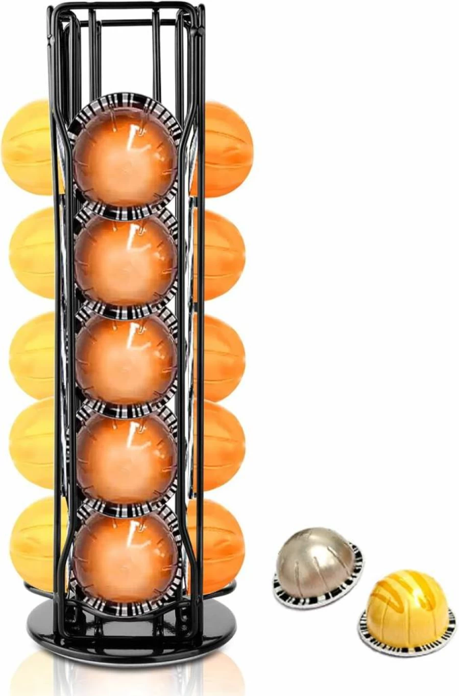Pluzluce 360° Rotating Coffee Pod Holder for Nespresso Vertuo Line - 20 Capsule Organizer Rack, Spinning Storage Stand for Vertuoline Pods, Coffee Bar Accessory