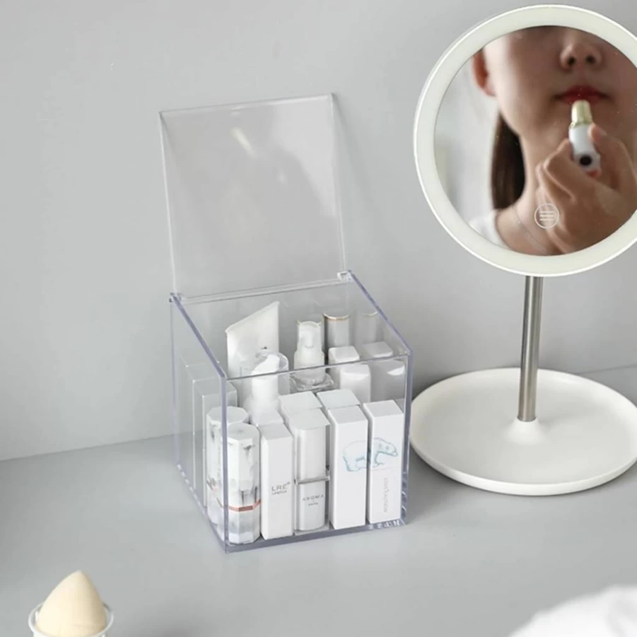 DARENYI Acrylic Coffee Pod Organizer with Lid - 5x5 Inch Storage Container for Nespresso VertuoLine, K-Cup, Tea Bags & Candy, Compact & Durable