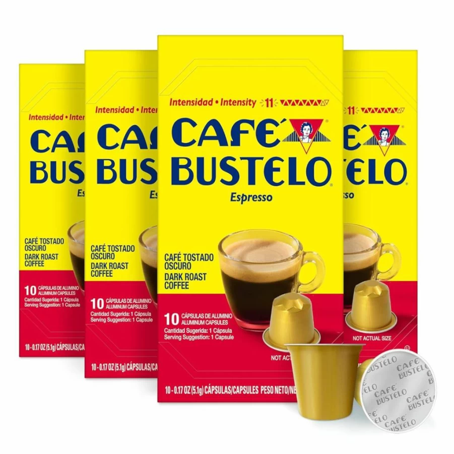 Cafe Bustelo Dark Roast Espresso Capsules for Nespresso OriginalLine, Intensity 11, 40 Count Aluminum Pods