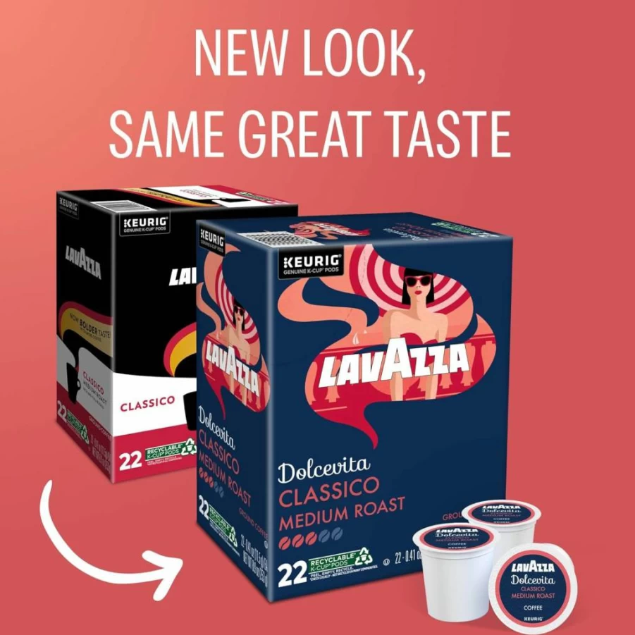 Lavazza Medium Roast Espresso Coffee Pods for Keurig K-Cup Brewers, 32-Count Box