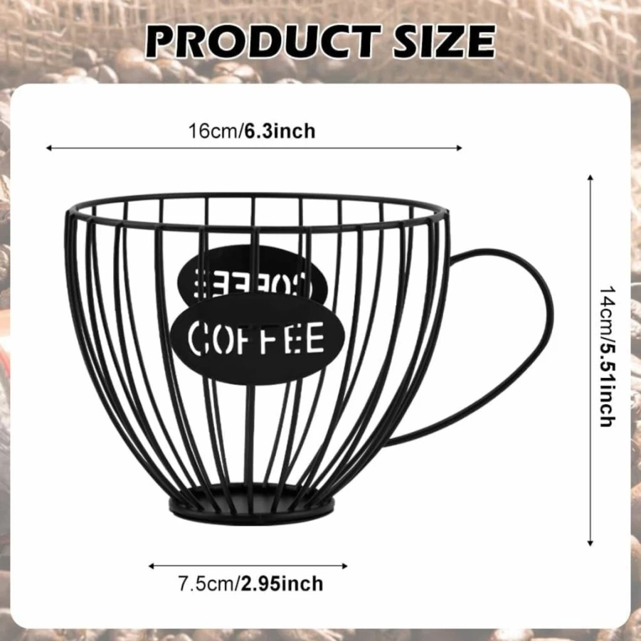 QWLWBU 50-Cup Black Wire Coffee Pod Holder - Large Countertop K-Cup Storage Organizer for Kitchen & Coffee Station