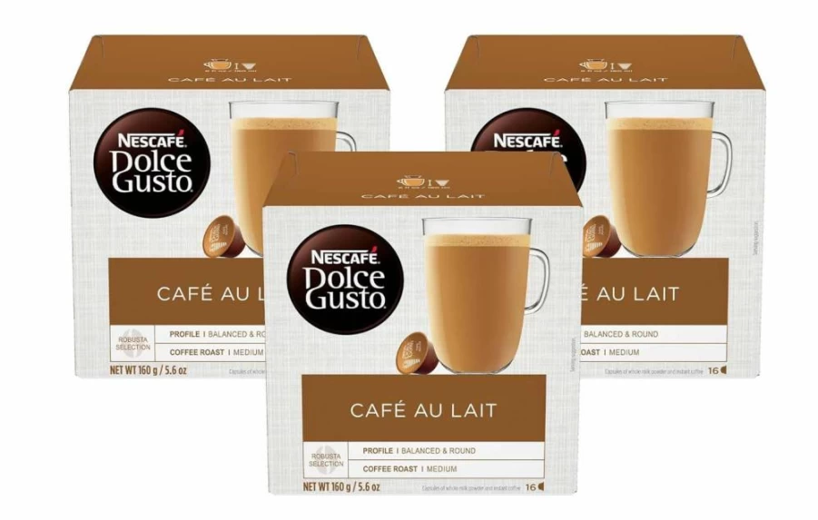 NESCAFE DOLCE GUSTO Cafe Au Lait Coffee Pods, 16 Capsules Per Pack, 3-Pack (48 Total Pods)
