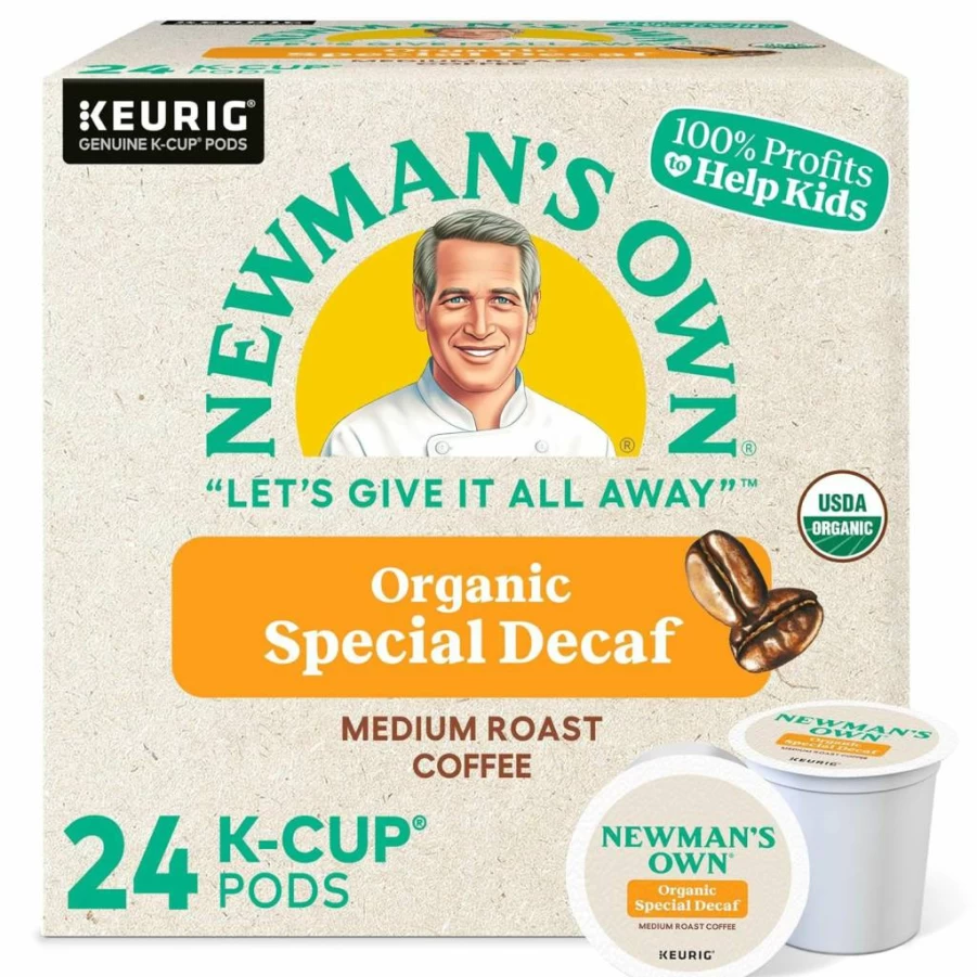 Newman's Own Organics Medium Roast Decaf Coffee K-Cup Pods, Special Blend, 12 Count, Keurig Compatible