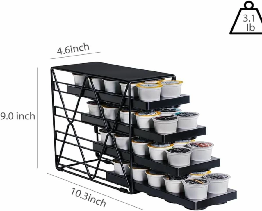 MEAERTON 3-Tier K-Cup Organizer – Space-Saving Countertop Coffee Pod Holder for Keurig (30 Pods) – Compact Kitchen Storage