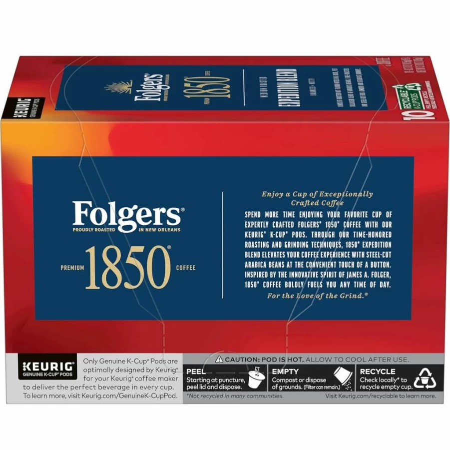 Folgers 1850 Trailblazer Medium-Dark Roast Coffee K-Cup Pods for Keurig Brewers, 60 Count, Rich & Bold Flavor