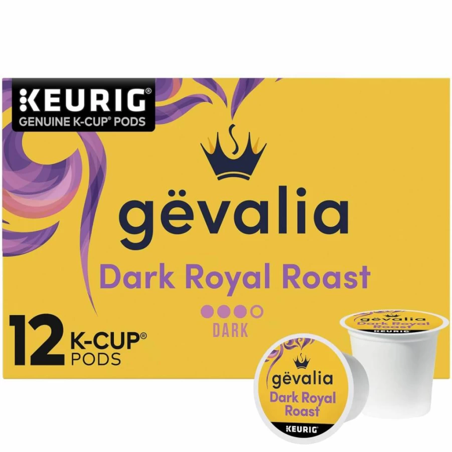 Gevalia Dark Royal Roast K-Cup Coffee Pods - 72 Count (6 Boxes of 12) | Premium Dark Roast Coffee for Keurig Brewers