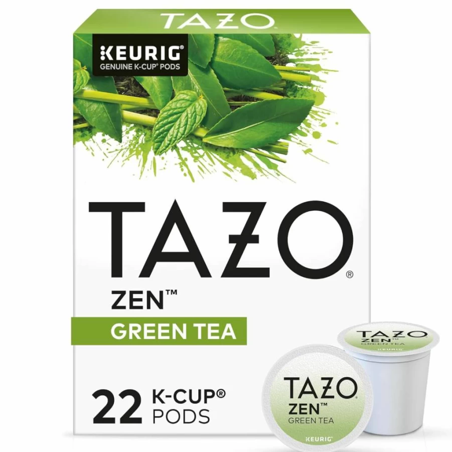 TAZO Zen Green Tea K-Cups for Wellness, 22 Count - Herbal Blend with Lemongrass & Spearmint
