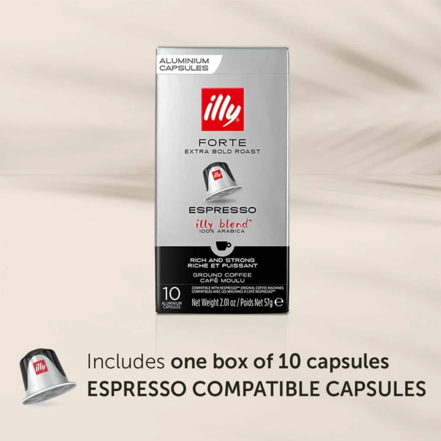 Illy Classico Roast Espresso Capsules for Nespresso Original - Single-Serve Pods with Caramel, Orange Blossom & Jasmine Notes (10 Count)
