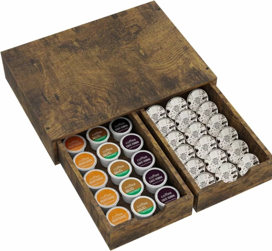 Simple Trending 30-Cup Coffee Pod Organizer - Black K-Cup Storage Box with Drawer, Tea Holder for Keurig, Space-Saving & Durable Kitchen Countertop Organizer