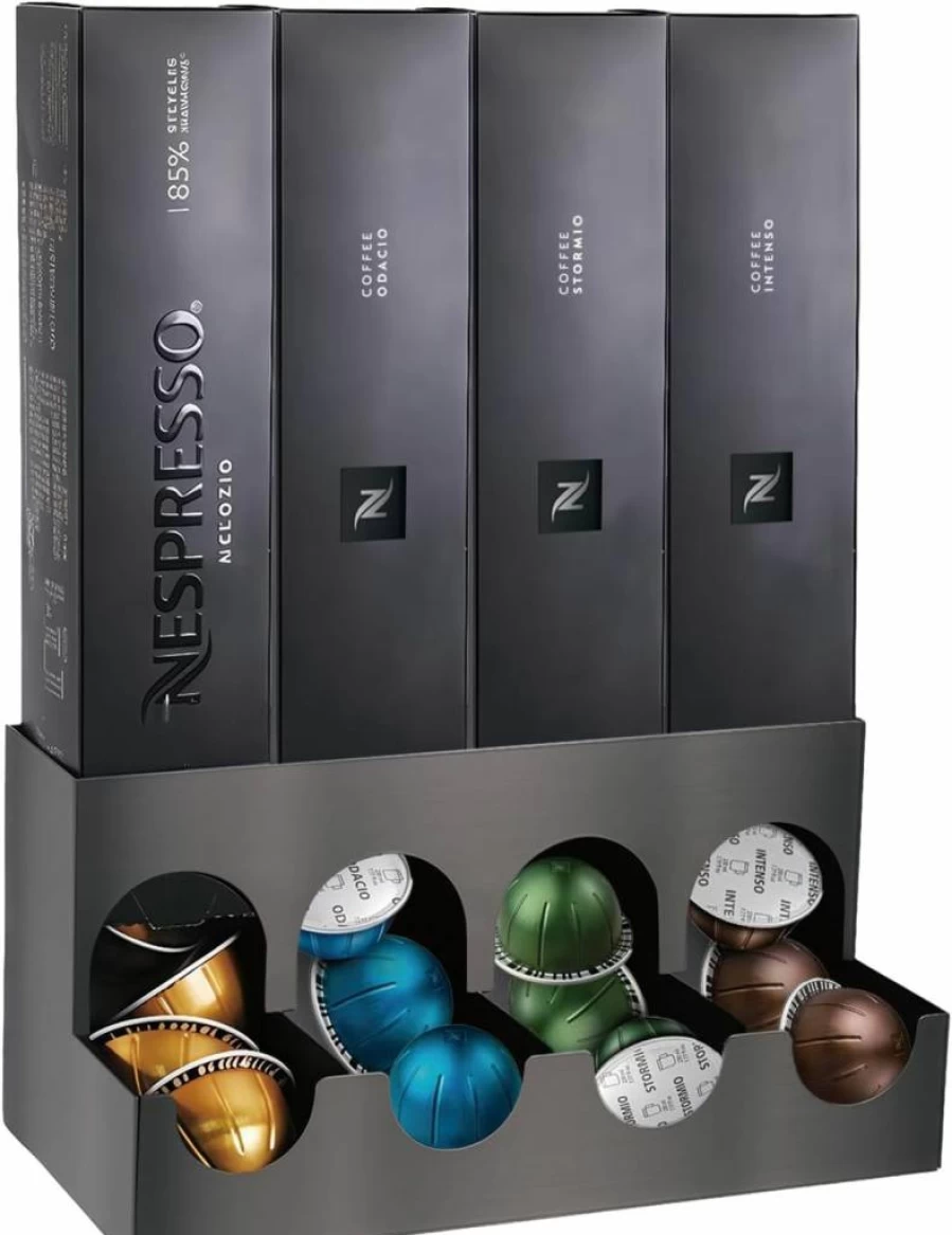 YQDHYLYH Nespresso Vertuo Pod Holder - 4-Sleeve Organizer for 40 Coffee Capsules, Compact Dispenser for Multiple Flavors, Compatible with VertuoLine Machines