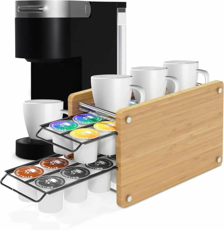 Ibyx 360-Degree Rotating Coffee Pod Holder for Nespresso Original – 60-Capsule Capacity, Black Wood Design, No Assembly Required