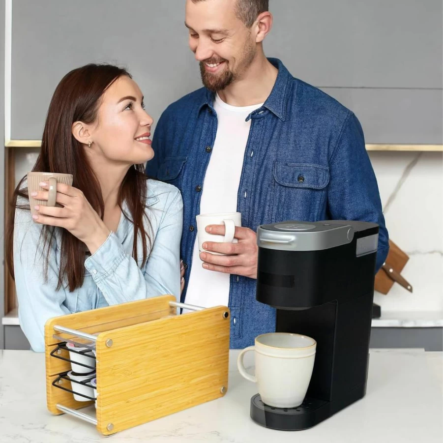 Ibyx 360-Degree Rotating Coffee Pod Holder for Nespresso Original – 60-Capsule Capacity, Black Wood Design, No Assembly Required