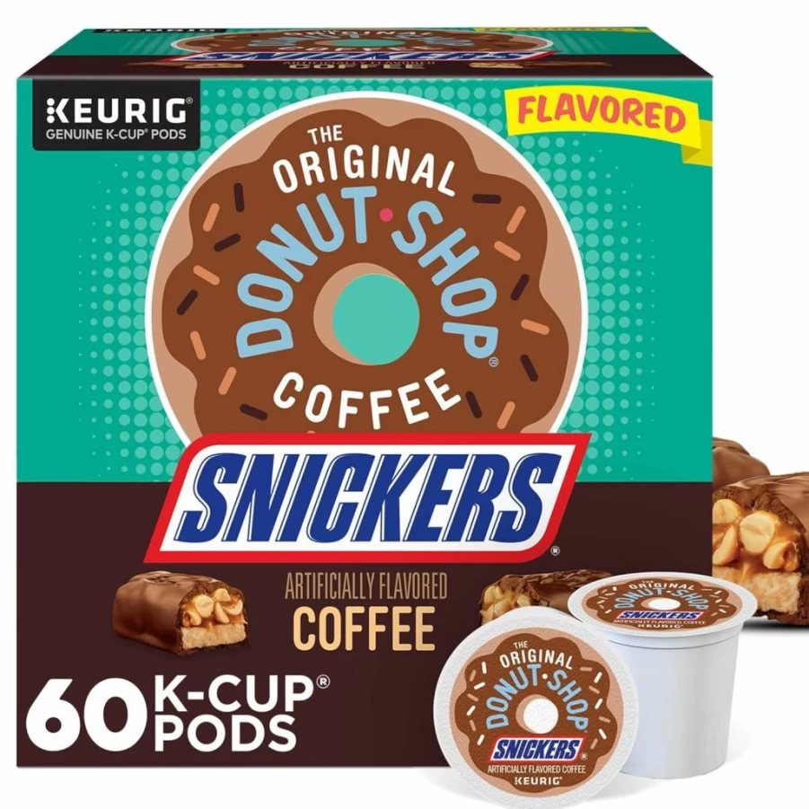 The Original Donut Shop Snickers Flavored Coffee K-Cup Pods for Keurig, 96 Count (4 Packs of 24) | Single Serve Coffee Pods