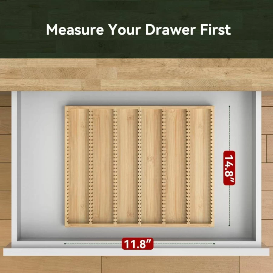WELL WENG Expandable Bamboo Drawer Organizer for Nespresso Vertuo Pods & Tea Bags - Countertop Storage Holder, Natural