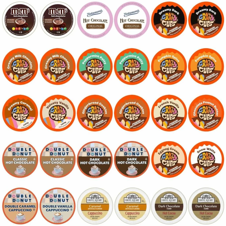 Perfect Samplers Hot Chocolate Variety Pack - 30 Single Serve K-Cups for Keurig Brewers, Assorted Cocoa Flavors