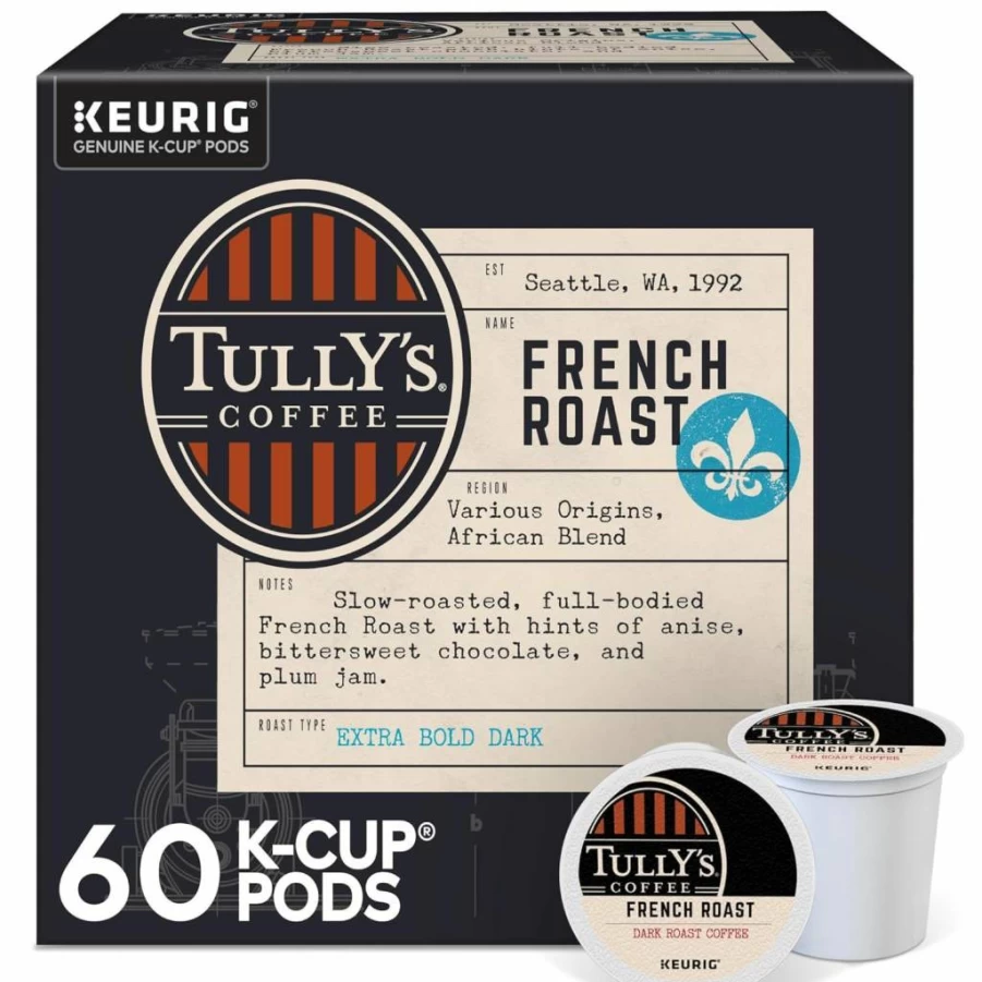 TULLY'S Italian Roast Dark Coffee K-Cup Pods for Keurig Brewers, 72 Count Single-Serve Pack