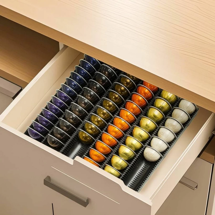 TelKeen 3-Pack Coffee Pod Holder Drawer Insert for Nespresso VertuoLine Capsules - Countertop Storage Organizer for Home, Office & Coffee Stations