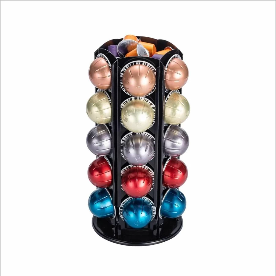 Rice Rat Vertuoline Coffee Pod Carousel Holder with Central Storage – Holds 40+ Pods, Compact & Spacious Design