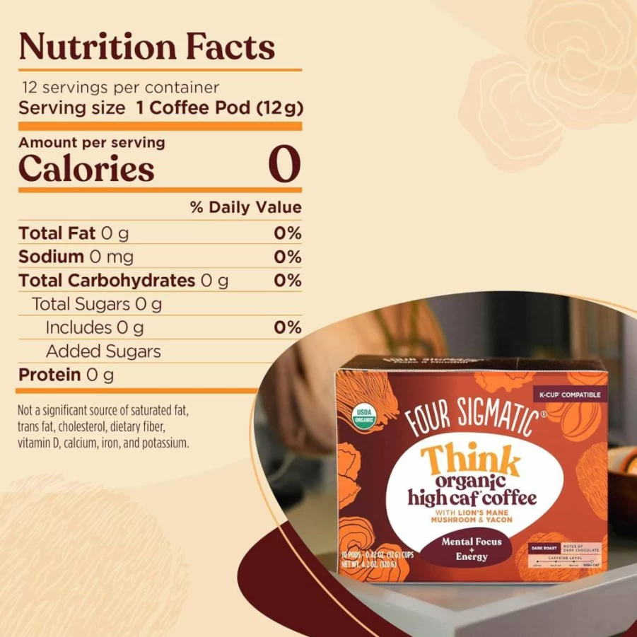 Four Sigmatic Organic Adaptogen Coffee K-Cups with Ashwagandha & Mushrooms, Medium Roast, Stress Relief & Immune Support, Keto-Friendly, 24 Count